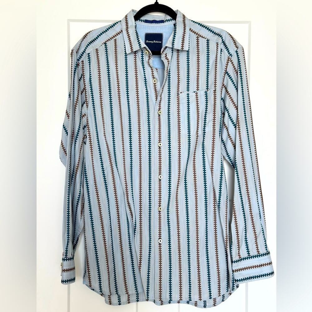 Tommy Bahama Men’s Space Dye Cowboy Long Sleeve Button Down Shirt Size L
